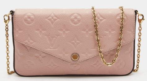 Louis Vuitton Rose Poudre Monogram Empreinte Leather Pochette Felicie Bag